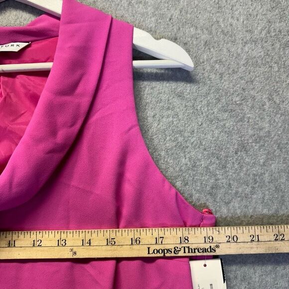 Trina Turk Women’s Size 8 Naples Dress Solid Pink Sleeveless A Line Cowl Neck - Picture 3 of 6